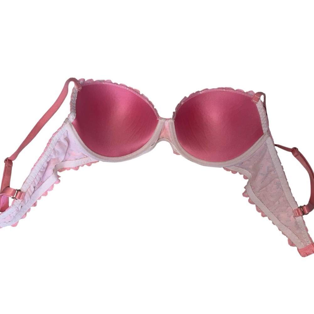 Rare Circa 2015 Victoria’s Secret Pink Neon Lace Floral Date Push-up Bra 34B - Picture 6 of 7